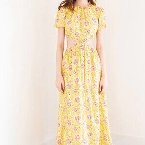 Priv MAIA Split maxi dress in yellow floral print size extra small NEW